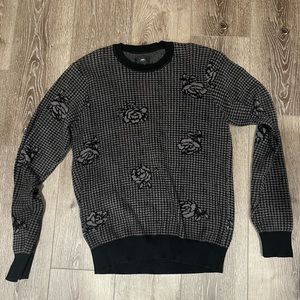 Obey Loner Floral Houndstooth Grey Sweater